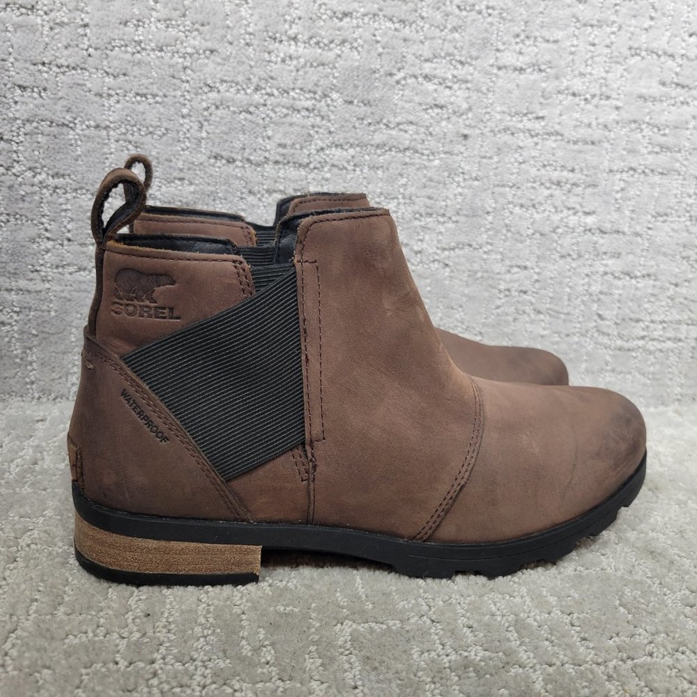 Sorel Emelie Women's Size US 9 Brown Leather Waterproof Round Toe Chelsea Boots - Picture 5 of 12